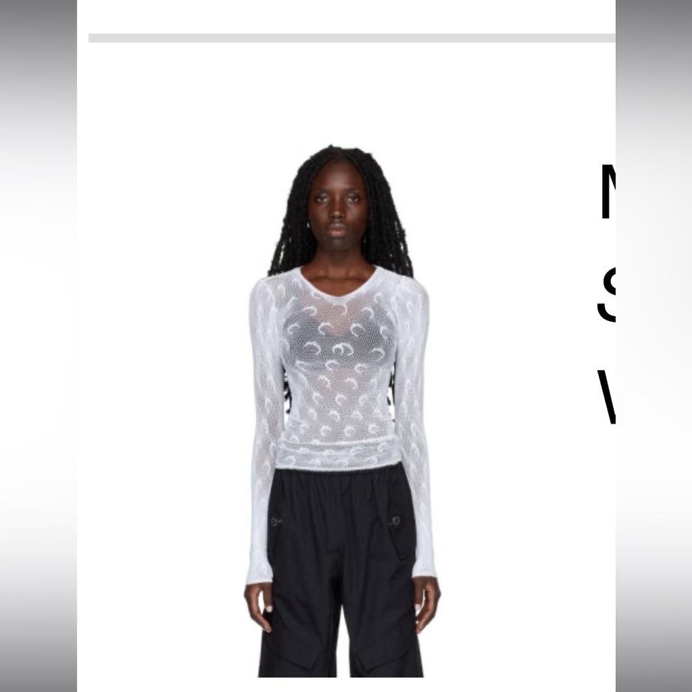 Small Marine Serre White Moon Fishnet Top